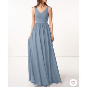 Azazie Keyla dusty blue bridesmaid dress